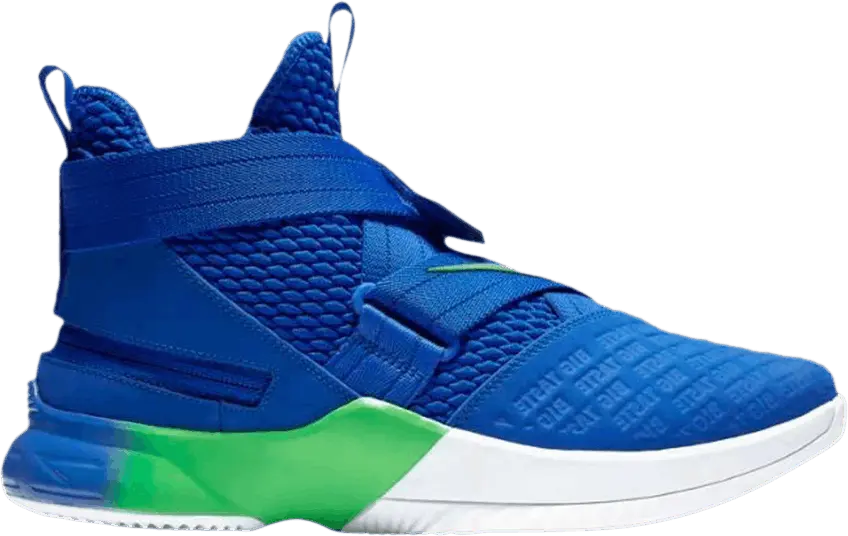  Nike LeBron Soldier 12 FlyEase 4E Wide &#039;Royal Yellow Green&#039;