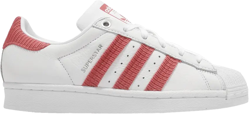  Adidas Wmns Superstar &#039;Corduroy Striped - White Tactile Pink&#039;