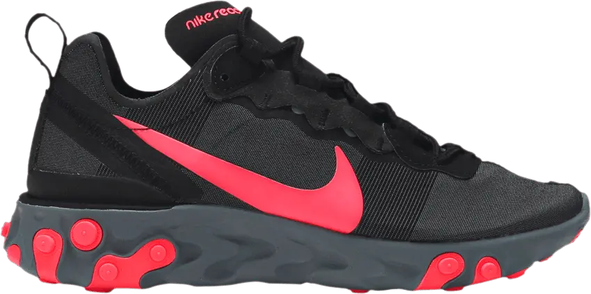  Nike React Element 55 Black Solar Red (Women&#039;s)