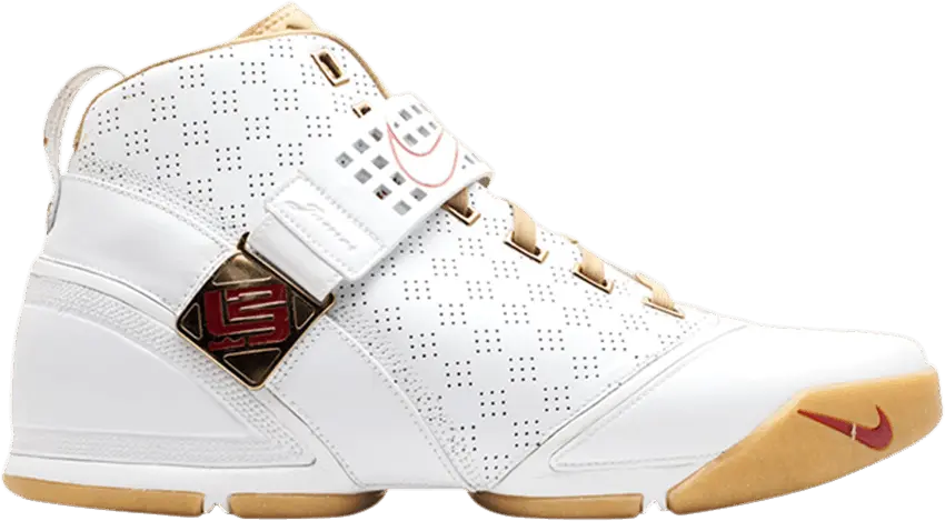 Nike LeBron 5 White Crimson Metallic Gold