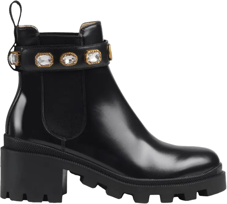  Gucci Wmns Leather Ankle Boot &#039;Belt - Black&#039;