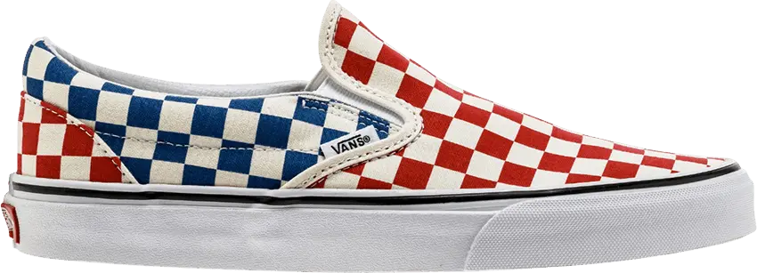  Vans Classic Slip-On Checkerboard Red Blue