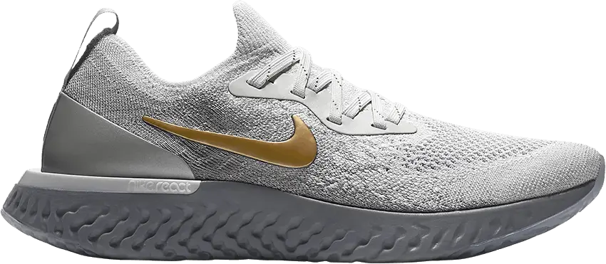  Nike Epic React Flyknit Vast Grey Metallic Gold (Women&#039;s)