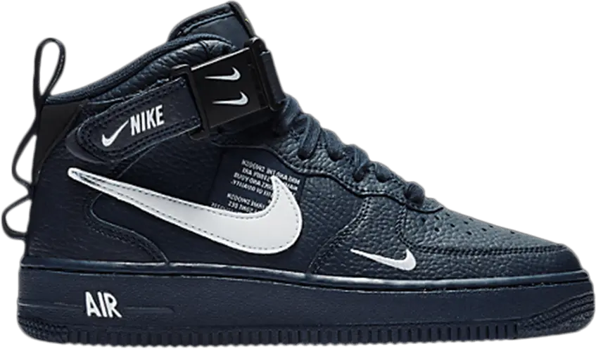  Nike Air Force 1 Mid Obsidian Tour Yellow White (GS)