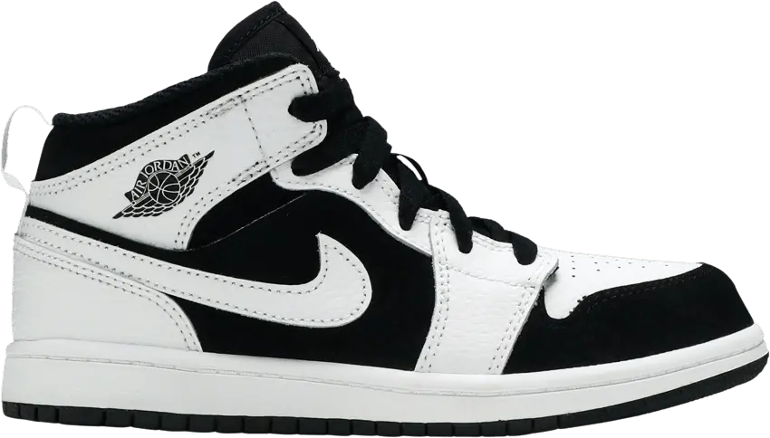  Jordan 1 Mid White Black (PS)