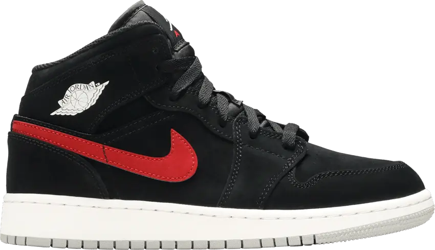  Jordan 1 Mid Multi-Color Swoosh Black (GS)