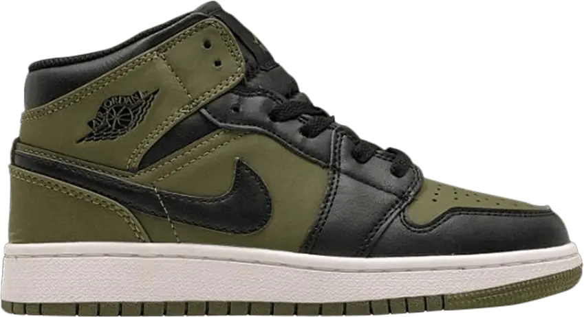  Jordan 1 Mid Olive Canvas Black (GS)