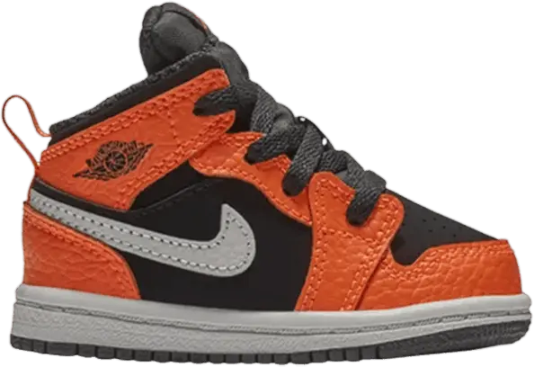  Jordan 1 Mid Black Orange Light Bone