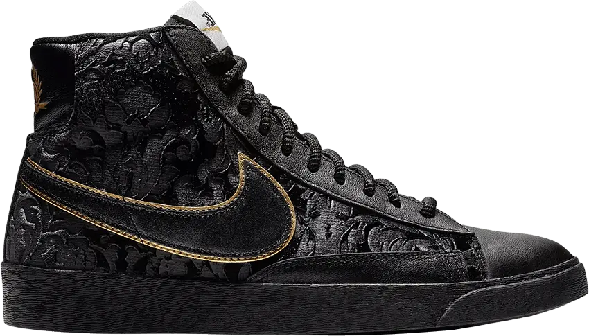  Nike Blazer Mid Velvet Black Metallic Gold (Women&#039;s)