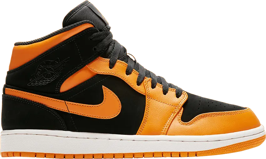  Jordan 1 Mid Black Orange Peel