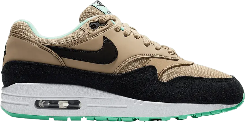  Nike Air Max 1 Desert Black Green Glow (Women&#039;s)