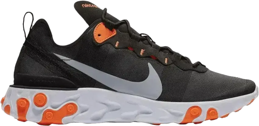  Nike React Element 55 Black Cool Grey Total Orange