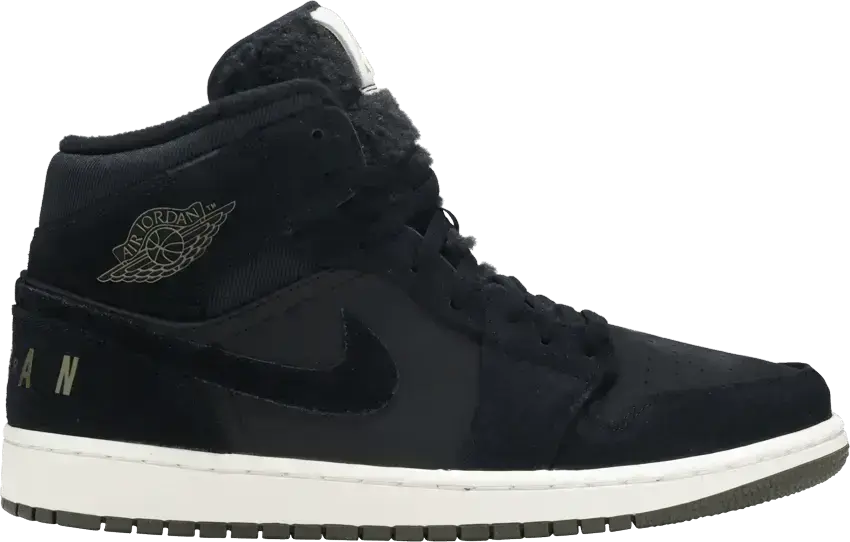  Jordan 1 Mid Black Olive Canvas