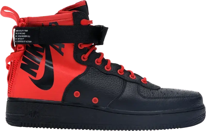  Nike SF Air Force 1 Mid Habanero Red Black