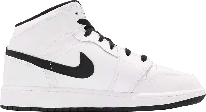  Jordan 1 Mid White Black Fuchsia Blast (GS)