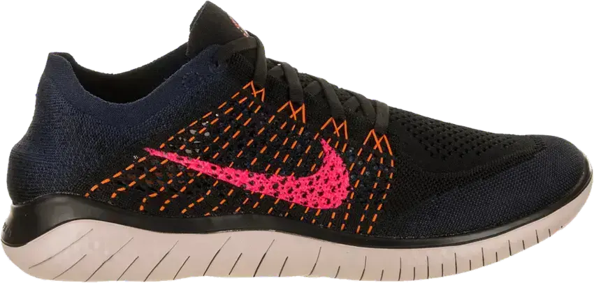  Nike Free RN Flyknit 2018 Black Flash Crimson Orange Peel