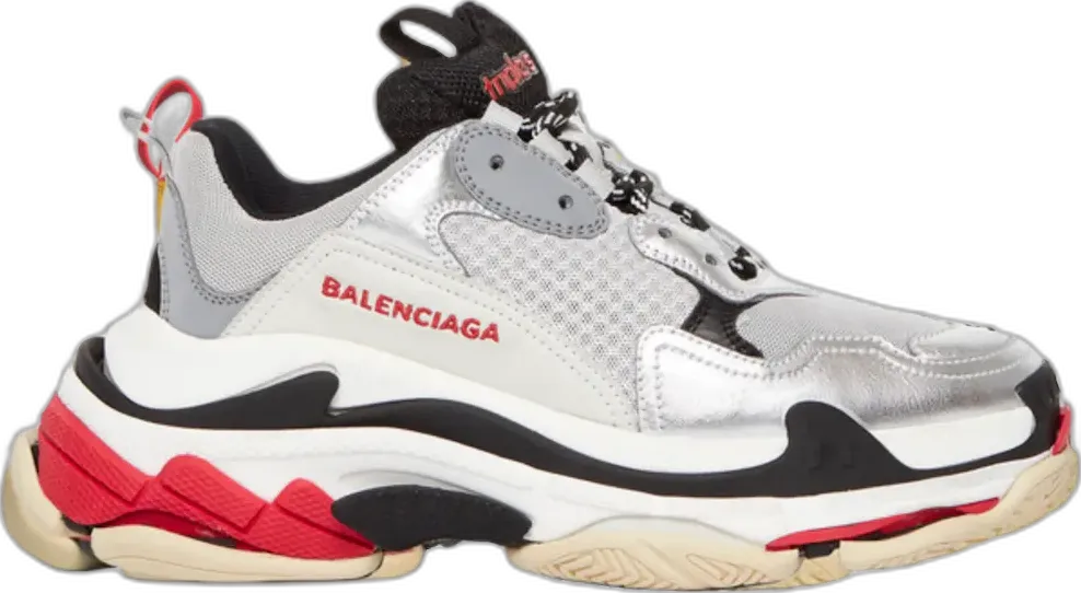  Balenciaga Triple S Red Silver 2018 (Women&#039;s)