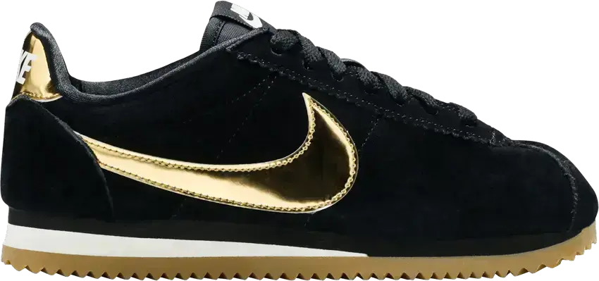  Nike Classic Cortez Black Metallic Gold Gum (Women&#039;s)