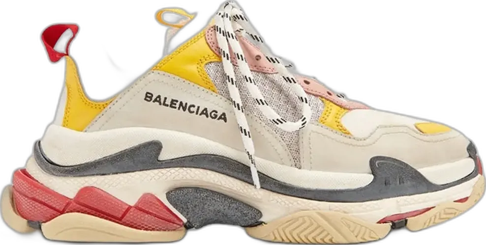  Balenciaga Triple S Cream Yellow Red (Women&#039;s)