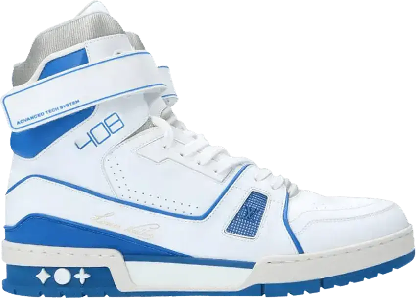  Louis Vuitton LV Trainer Sneaker Boot High White Blue