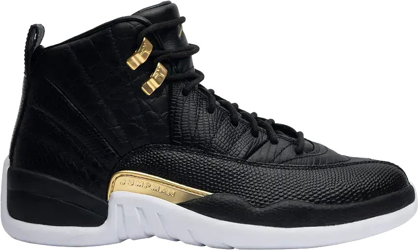  Jordan 12 Retro Black Metallic Gold White (Women&#039;s)