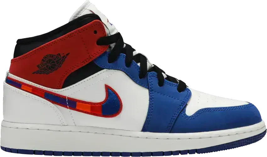  Jordan 1 Mid Rush Blue University Red (GS)