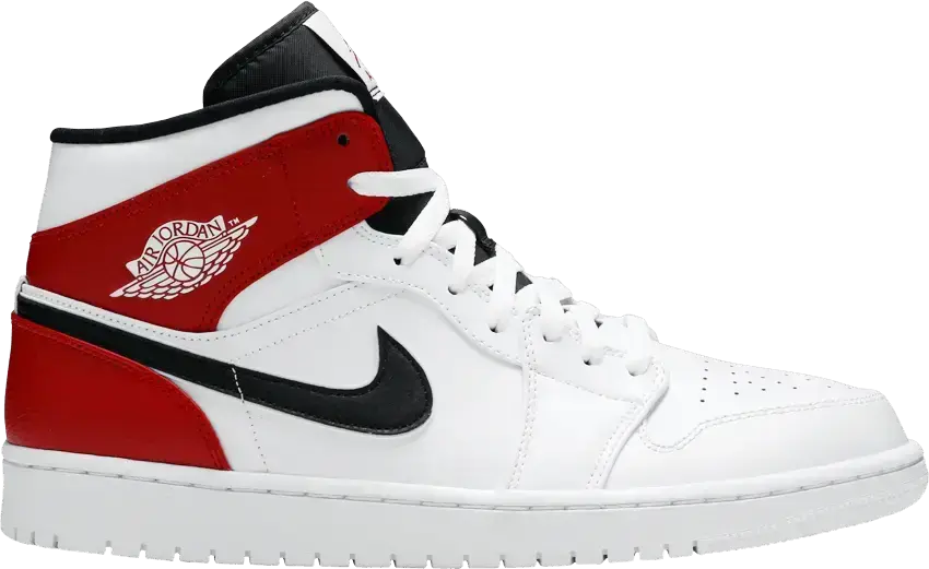  Jordan 1 Mid White Black Gym Red