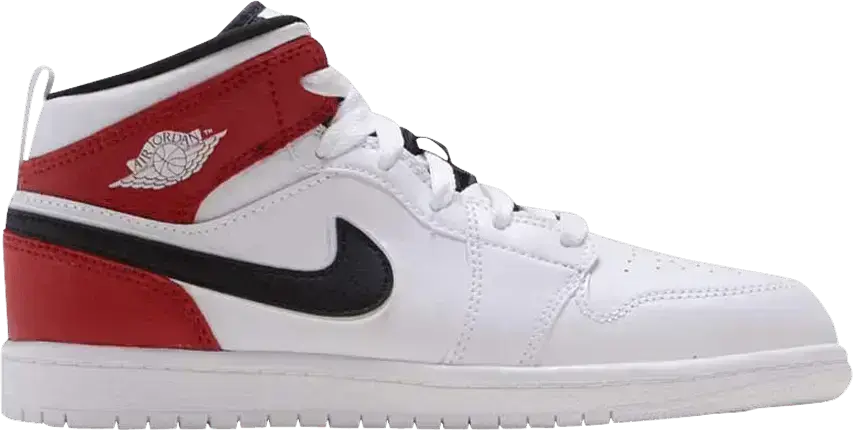  Jordan 1 Mid White Black Gym Red (PS)