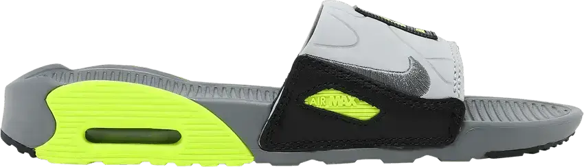  Nike Air Max 90 Slide Smoke Grey Volt Black (Women&#039;s)