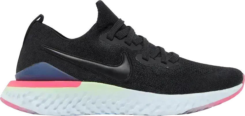  Nike Epic React Flyknit 2 Black Sapphire Hyper Pink (Women&#039;s)