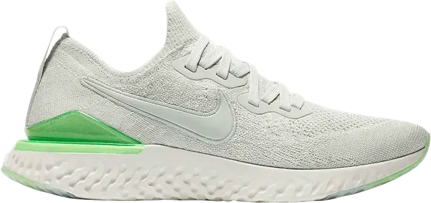  Nike Epic React Flyknit 2 Light Silver Lime Blast (Women&#039;s)