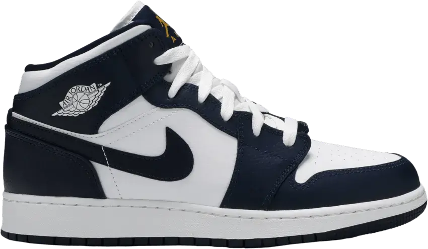  Jordan 1 Mid White Metallic Gold Obsidian (GS)