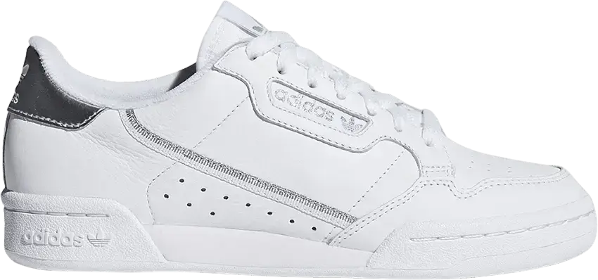  Adidas adidas Continental 80 Cloud White Silver Metallic (Women&#039;s)