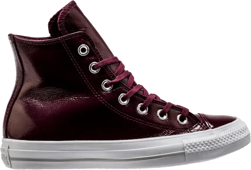  Converse Wmns Chuck Taylor All Star Crinkled Patent Leather Hi &#039;Dark Sangria&#039;