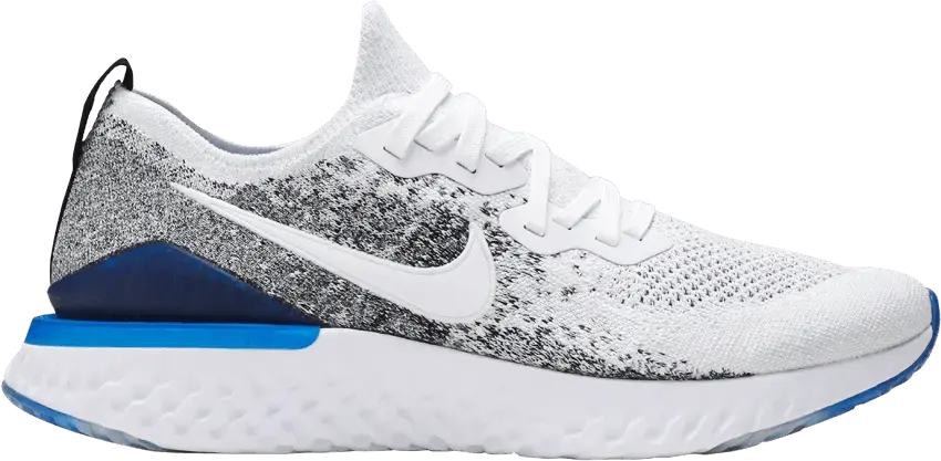  Nike Epic React Flyknit 2 White Black Racer Blue