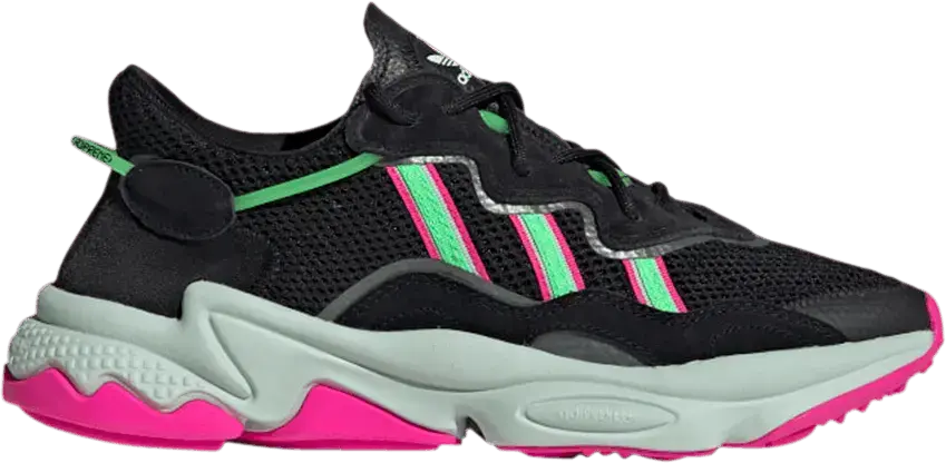  Adidas adidas Ozweego Black Shock Lime Pink (Women&#039;s)