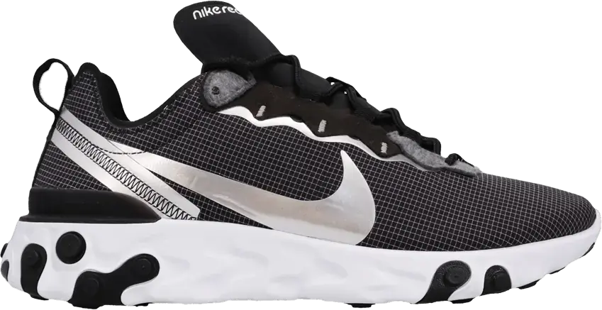  Nike React Element 55 Black Metallic Silver