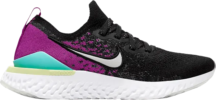  Nike Epic React Flyknit 2 Black Vivid Purple (GS)