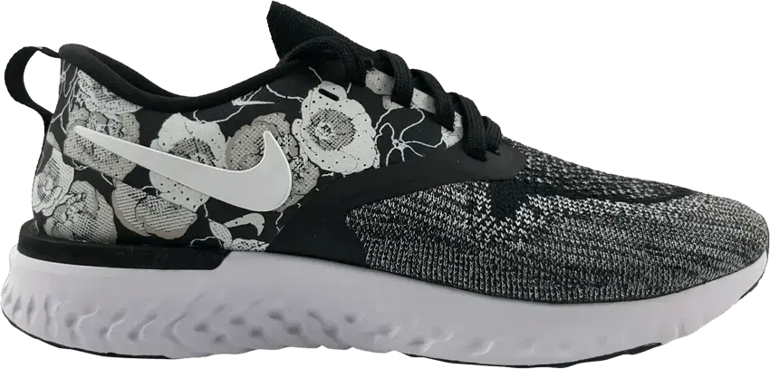  Nike Odyssey React 2 Flyknit Floral Black White (W)