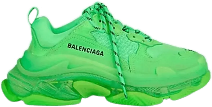  Balenciaga Triple S Neon Green Clear Sole (Women&#039;s)