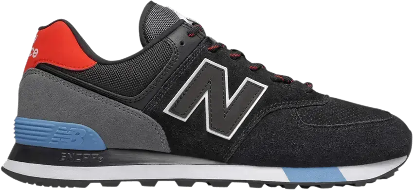  New Balance 574 Black Velocity Red