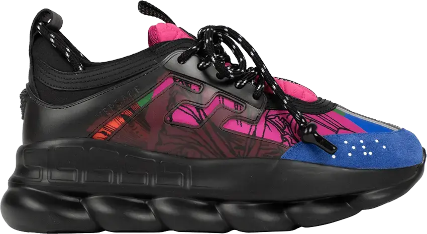 Versace Chain Reaction Black Multi-Color Rubber Suede