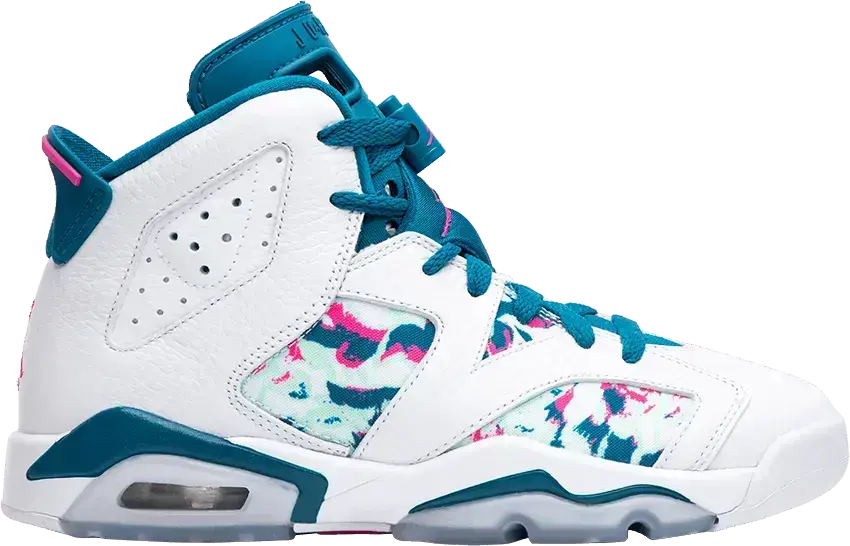  Jordan 6 Retro White Laser Fuchsia Green Abyss (GS)