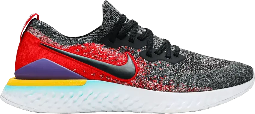  Nike Epic React Flyknit 2 Black Hyper Jade University Red