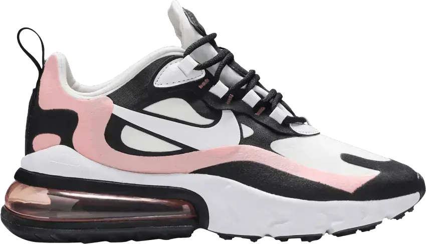  Nike Air Max 270 React Black White Bleached Coral (Women&#039;s)
