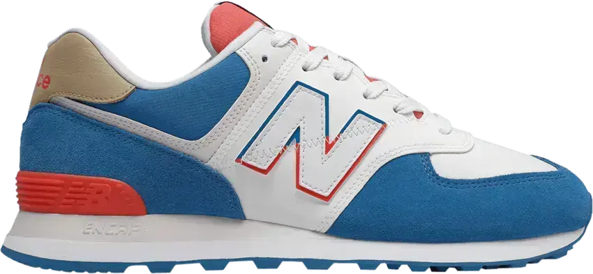  New Balance 574 White Blue Red