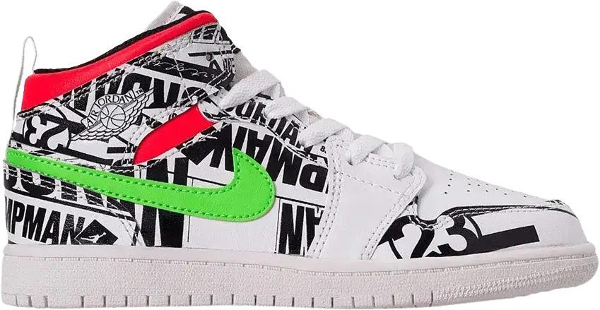  Jordan 1 Mid All Over Logos (PS)