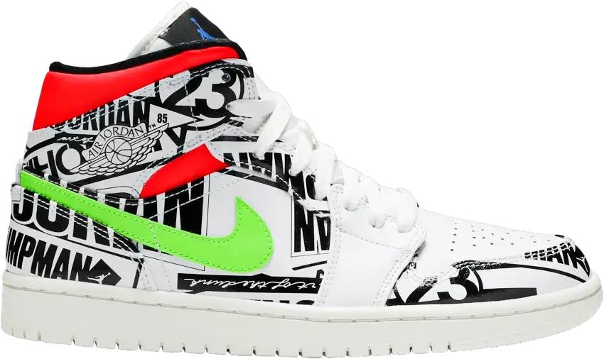  Jordan 1 Mid All Over Logos