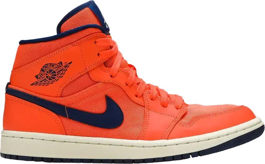  Jordan 1 Mid Turf Orange Blue Void (Women&#039;s)