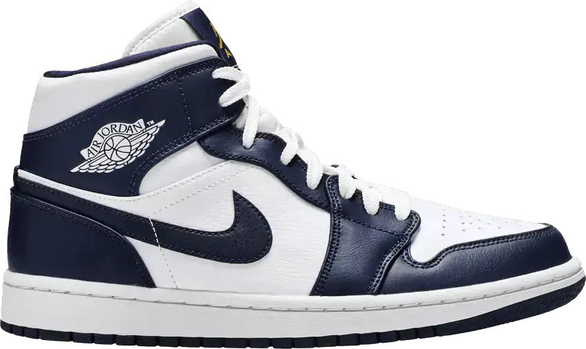  Jordan 1 Mid White Metallic Gold Obsidian